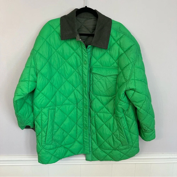 Calvin Klein Jeans Women’s Reversible Quilted Green Jacket Size L NWOT - Picture 3 of 13